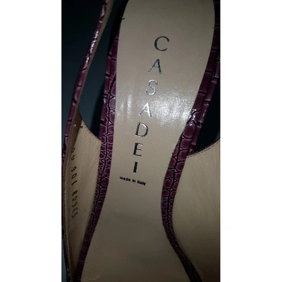 Pre-owned Casadei Patent Leather Sandals In Purple