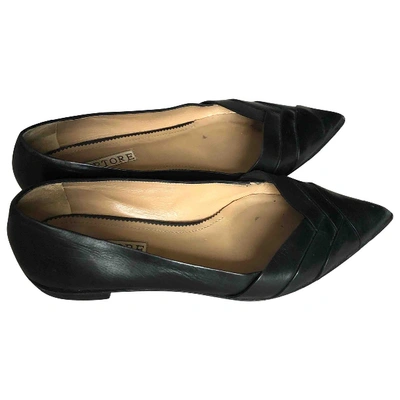 Pre-owned Sartore Black Leather Ballet Flats