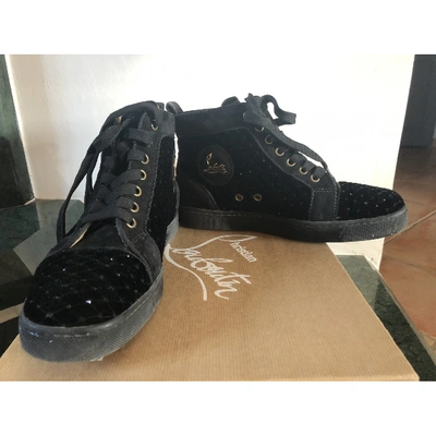 Pre-owned Christian Louboutin Louis Velvet Trainers In Black
