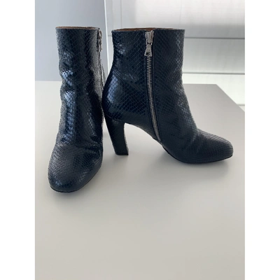 Pre-owned Dries Van Noten Leather Ankle Boots In Blue
