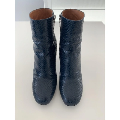 Pre-owned Dries Van Noten Leather Ankle Boots In Blue