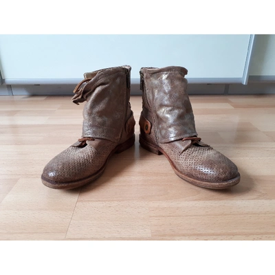 Pre-owned A.s.98 Leather Biker Boots In Brown