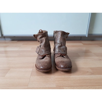 Pre-owned As98 Leather Biker Boots In Brown