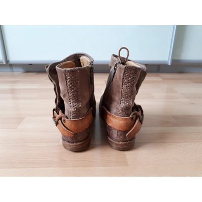 Pre-owned A.s.98 Leather Biker Boots In Brown