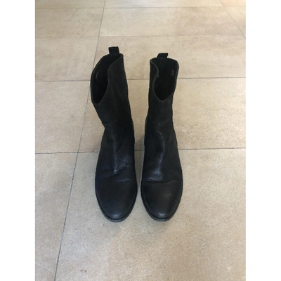 Pre-owned Buttero Leather Biker Boots In Black