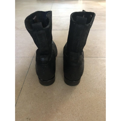 Pre-owned Buttero Leather Biker Boots In Black