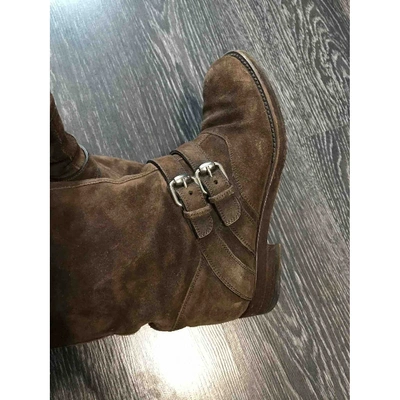 Pre-owned Gucci Biker Boots In Brown