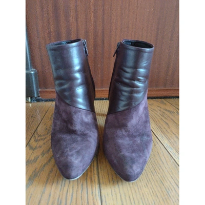 Pre-owned Tila March Purple Suede Ankle Boots