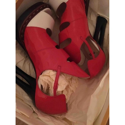 Pre-owned Fendi Red Patent Leather Ankle Boots
