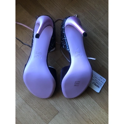 Pre-owned Fendi Velvet Sandals In Pink