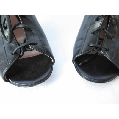 Pre-owned Kate Spade Leather Open Toe Boots In Black
