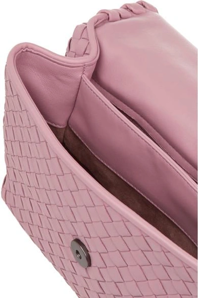 Shop Bottega Veneta Olimpia Small Intrecciato Leather Shoulder Bag In Purple