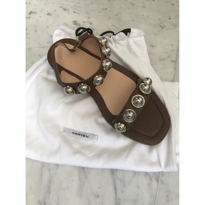 Pre-owned Carven Leather Sandal In Camel