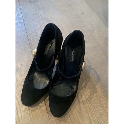 Pre-owned Dolce & Gabbana Black Velvet Heels