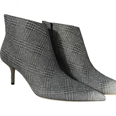 Pre-owned Jimmy Choo Glitter Ankle Boots In Silver