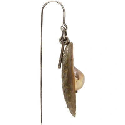 Shop Ann Demeulemeester Silver Seashell And Pearl Single Earring In 035 Pearl