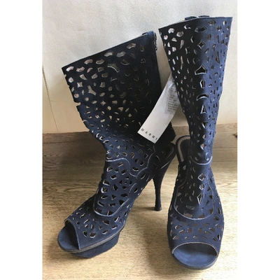 Pre-owned Marni Open Toe Boots In Blue