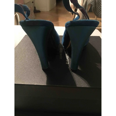 Pre-owned Lerre Velvet Sandals In Turquoise