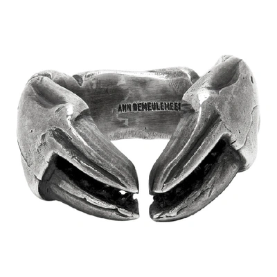Shop Ann Demeulemeester Silver Crab Claw Ring In 005 Silver