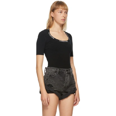 Shop Alexander Wang T Alexanderwang.t Black Logo Trim Bodycon T-shirt In 001 Black