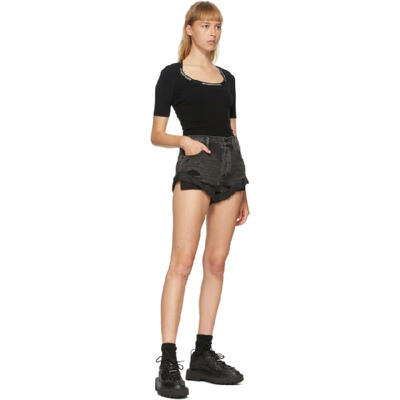 Shop Alexander Wang T Alexanderwang.t Black Logo Trim Bodycon T-shirt In 001 Black