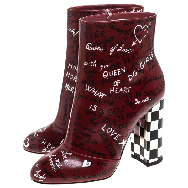 burgundy patent leather ankle boots