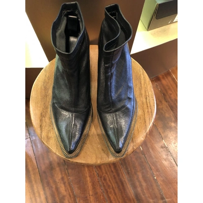 Pre-owned Jean Paul Gaultier Black Leather Ankle Boots