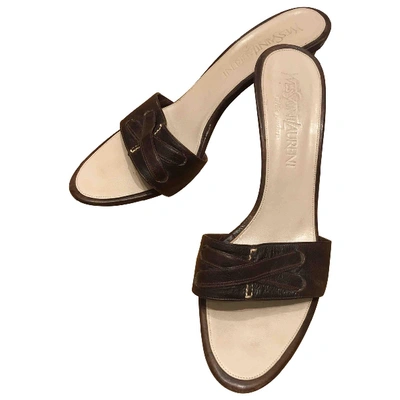 Pre-owned Saint Laurent Leather Mules & Clogs In Brown