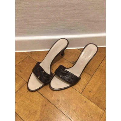 Pre-owned Saint Laurent Leather Mules & Clogs In Brown