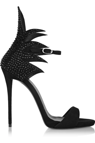 Giuseppe Zanotti Coline Crystal-embellished Suede Sandals In Black