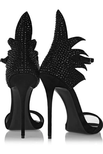 Shop Giuseppe Zanotti Coline Crystal-embellished Suede Sandals In Black