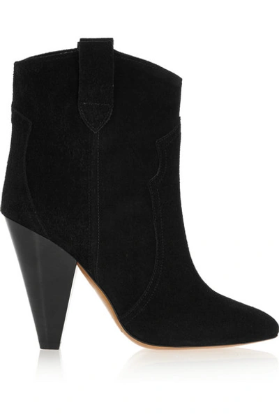 Shop Isabel Marant Étoile Roxann Suede Ankle Boots In Black