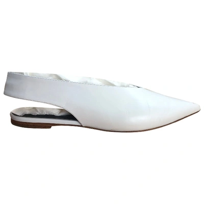 Pre-owned Celine Leather Ballet Flats In White