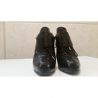 Pre-owned Sergio Rossi Leather Lace Up Boots In Black