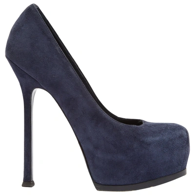 Pre-owned Saint Laurent Trib Too Heels In Navy