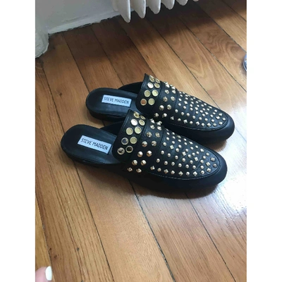 Pre-owned Steve Madden Leather Flats In Black
