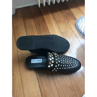 Pre-owned Steve Madden Leather Flats In Black