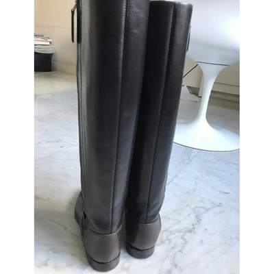 Pre-owned Chanel Leather Riding Boots In Black