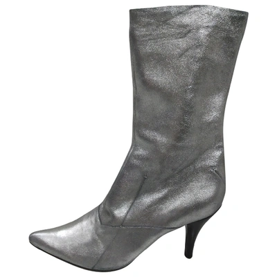 COSTUME NATIONAL Pre-owned Leather Ankle Boots In Silver