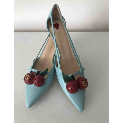 Pre-owned Gucci Sylvie Blue Leather Heels