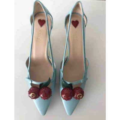 Pre-owned Gucci Sylvie Blue Leather Heels
