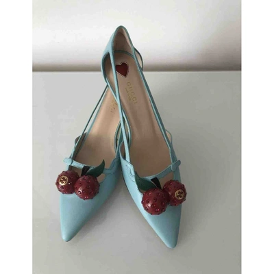 Pre-owned Gucci Sylvie Blue Leather Heels