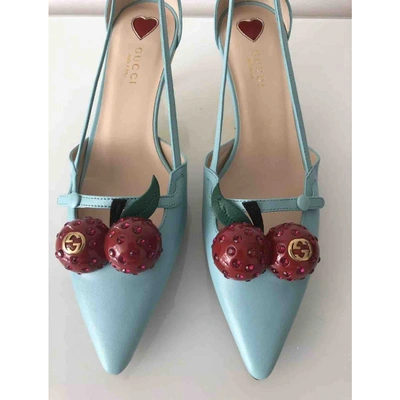 Pre-owned Gucci Sylvie Blue Leather Heels