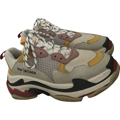 Pre-owned Balenciaga Triple S Leather Trainers In Multicolour