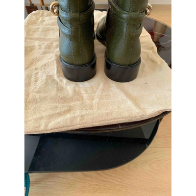 Pre-owned Balenciaga Leather Riding Boots In Khaki