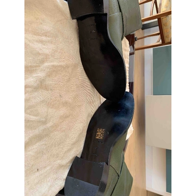 Pre-owned Balenciaga Leather Riding Boots In Khaki