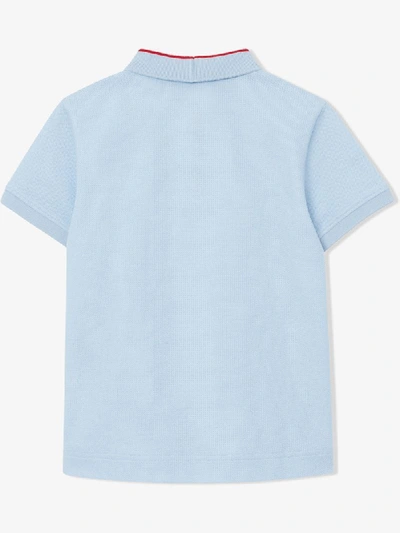 Shop Burberry Monogram Stripe Polo Shirt In Blue