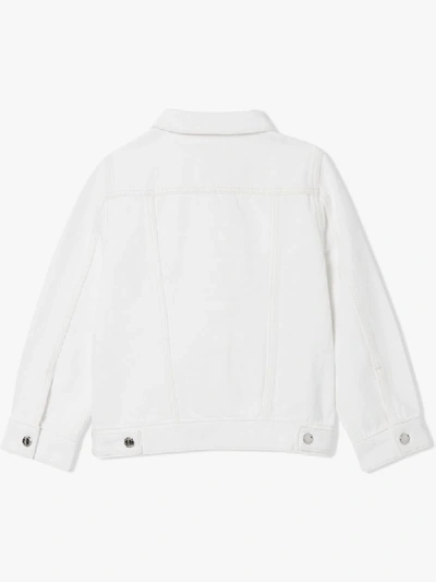 Shop Burberry Location Print Denim Jacket In White