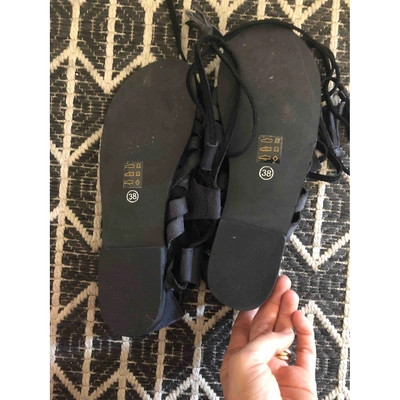 Pre-owned Free People Black Leather Sandals