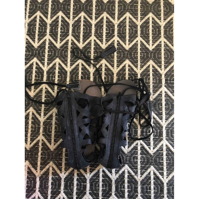 Pre-owned Free People Black Leather Sandals